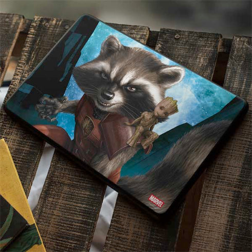 Marvel Rocket and Baby Groot Cosmic Bond Google Pixelbook Go Skin